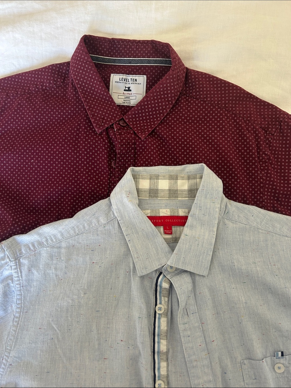 Report Collection Light Blue Casual Button Down Shirt AND Level Ten Burgundy.